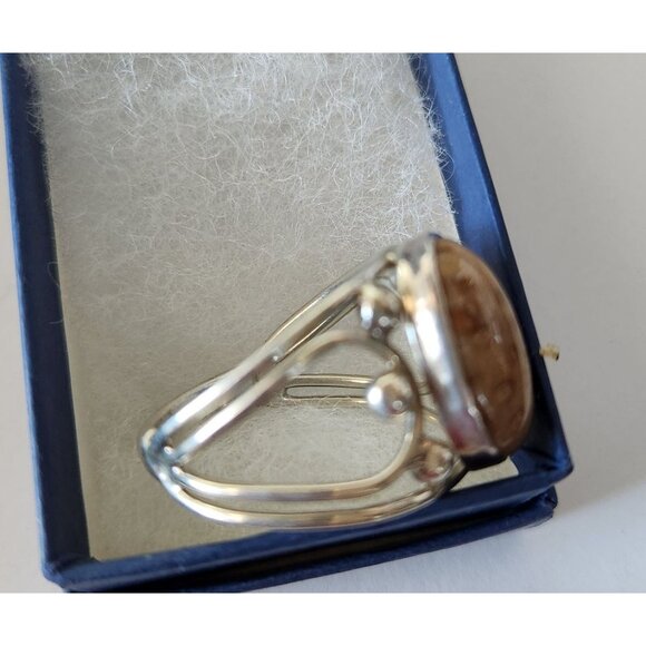 Ring Petrified Palmwood  Silver   Size 13 1/2  10 gr Stone 20 x 15 mm  Jerry Fra - Picture 11 of 14
